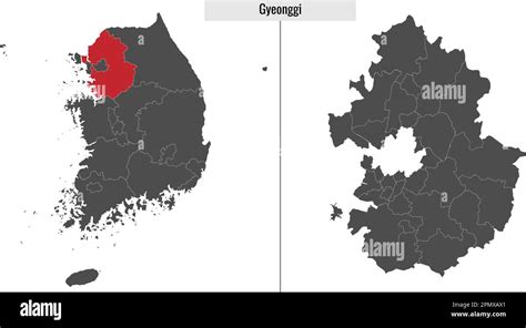 Map Of Gyeonggi State Of South Korea And Location On Korean Map Stock