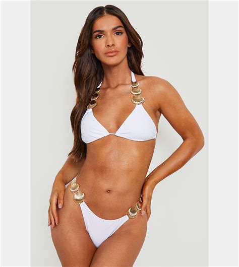 Buy Boohoo Shell Trim Triangle Bikini Top In White Thstreet Kuwait