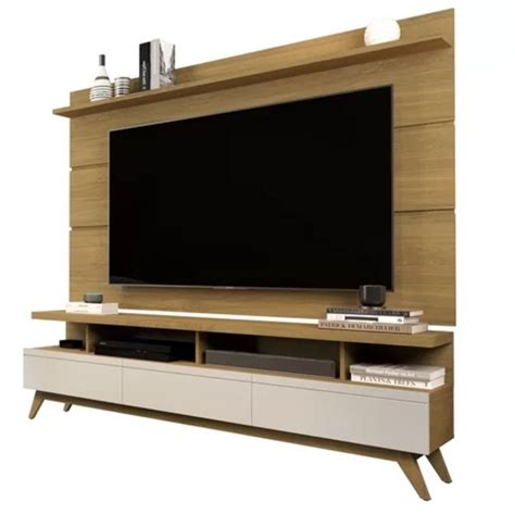 Rack Painel Para Tv At Polegadas Vivare Wood Cumaru Off