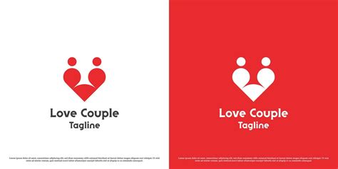 Love Heart Couple Logo Design Illustration Flat Silhouettes Of Hearts