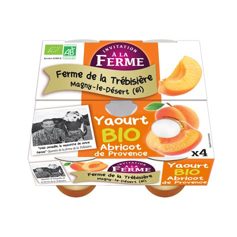 Yaourt brassé abricot fermier et bio 4x125g 500 g Ferme De La