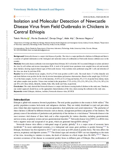 (PDF) Isolation and Molecular Detection of Newcastle Disease Virus from ...