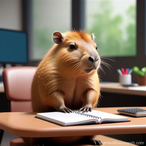 Capybara Posing as Office Worker | Stable Diffusion Online