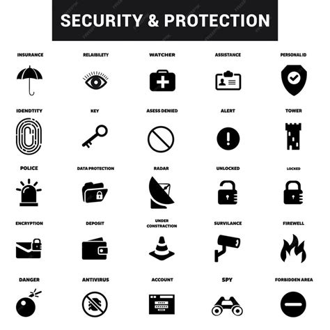 Premium Vector Security Protection Icons Set Vector