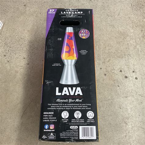 Lava The Original 27 Inch Silver Base Grande Lamp With Yellow Wax In Purple 47162068257 Ebay