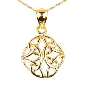 Solid 10k Yellow Gold Celtic Trinity Knot Charm Pendant Necklace EBay