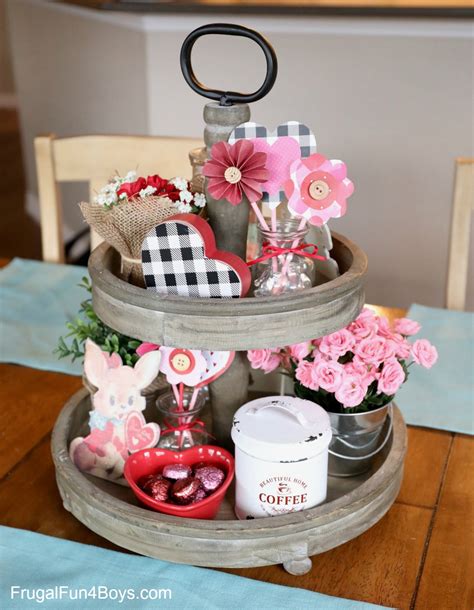 Valentine's Day Tiered Tray Decor - Frugal Fun For Boys and Girls