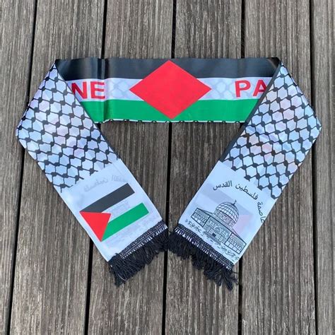 Palestine Scarf 130cm 14cm Printed Satin Face National Day Flag Palace