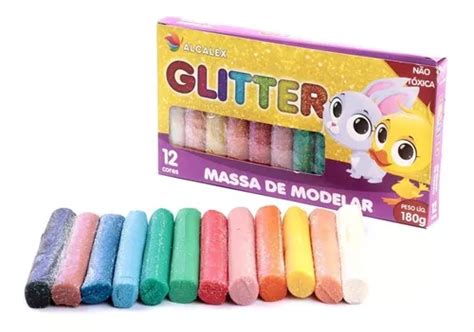 Kit Massinha Massa De Modelar Colorido Glitter 24 Unid