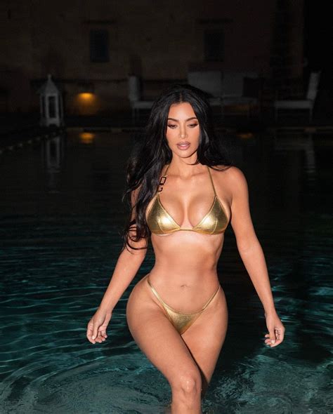 Kim Kardashian S Golden Bikini Photoshoot Sets The Internet Ablaze