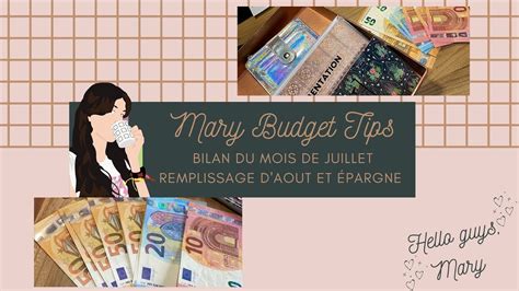 Enveloppe Budget Bilan De Juillet Budget D Aout Et Epargne De Debut