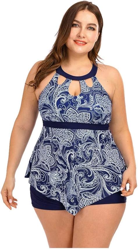 Sylar Conjunto de Tankini Mujer Talla Grande Estilo Nacional Traje de Baño Bikini Push Up