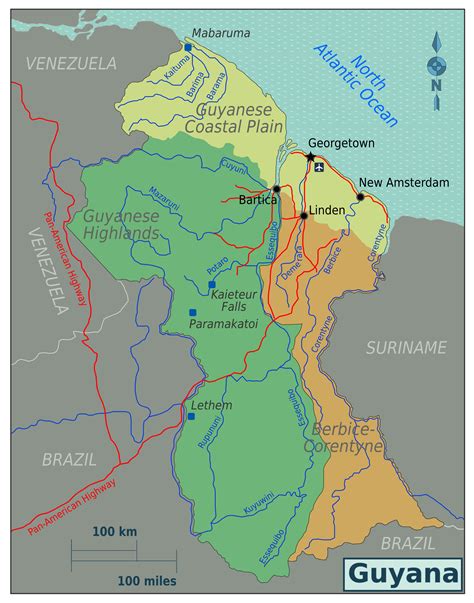 Grande Mapa De Regiones De Guyana Guyana Am Rica Del Sur Mapas