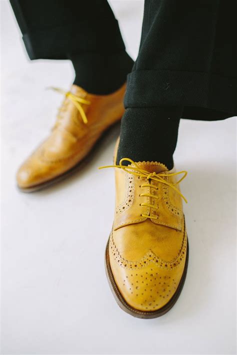 Handmade Yellow Leather Derby Shoes Wingtip Brogues For Women Etsy