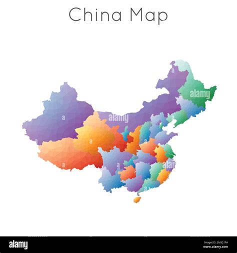 Low Poly Map Of China China Geometric Polygonal Mosaic Style Map