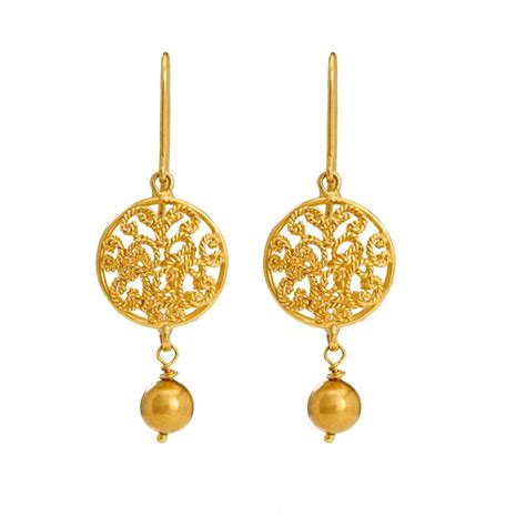 Intricate 18k Yellow Gold Filigree Earrings