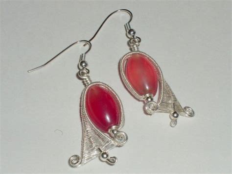 Fuchsia Bud Earrings Wire Weaving