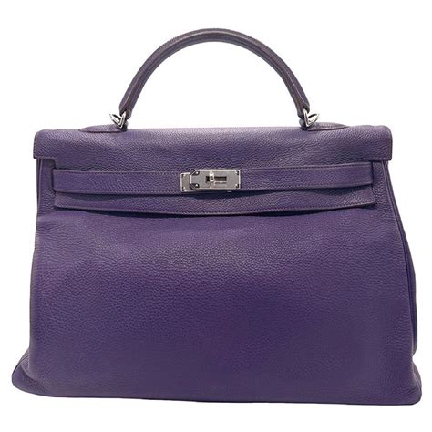 hermes kelly  purple leather ref joli closet