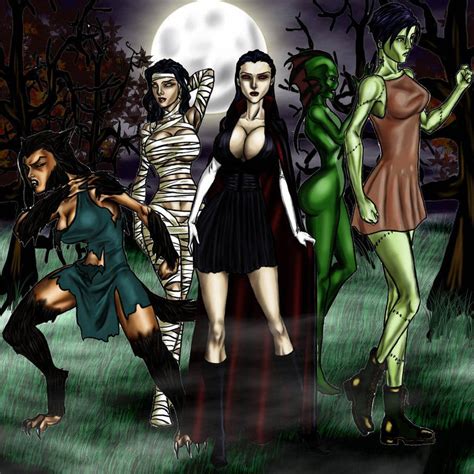 Female Monster Squad By ~tzimisce8 On Deviant Art Female Monster Monster Squad Classic Monsters