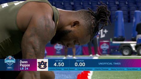 Lb Owen Pappoe Auburn Runs A Second Yard Dash At Nfl Combine