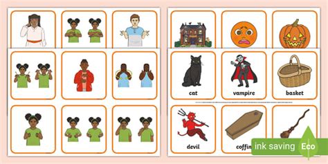 Auslan Halloween Matching Cards Lehrer Gemacht Twinkl