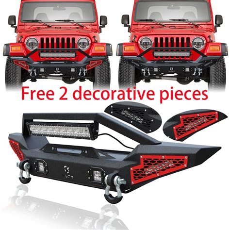 Buy Tioyar Front Bumper For Wrangler Tj Rock Crawler Black