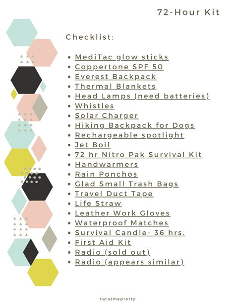 72-Hour Kit Checklist - Twist Me Pretty