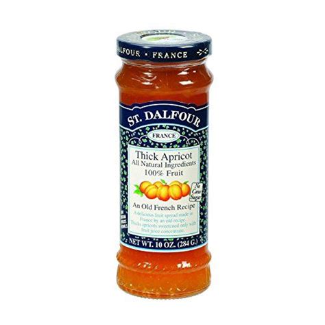 A Bottle Of St Dalfour Thick Apricot Sauce On A White Background