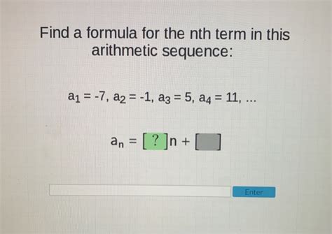 Solved Find a formula for the nth term in this arithmetic | Chegg.com