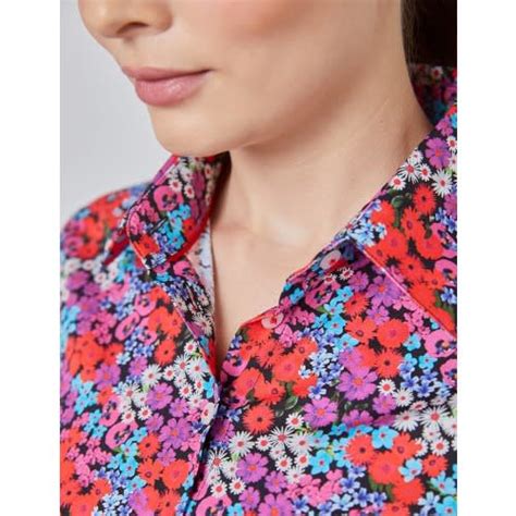 Hawes And Curtis Womens Small Flowers Floral Print Fitted Shirt Red And Blue Konga Online Shopping