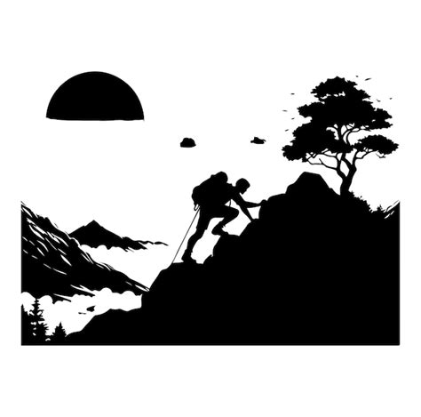 Premium Vector A Man Climbing Mountain Vector Illustration