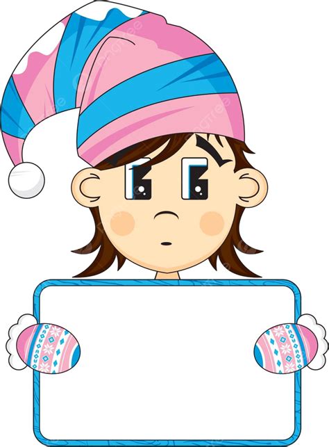 Cartoon Christmas Elf With Sign Vector Elf Cartoon Vector Vector Elf