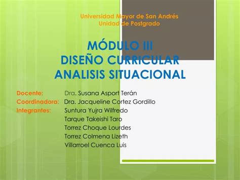 PPT MÓDULO III DISEñO CURRICULAR ANALISIS SITUACIONAL PowerPoint