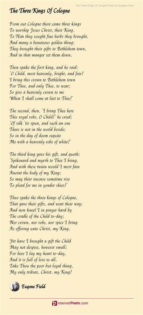 The Three Kings Of Cologne Poem By Eugene Field