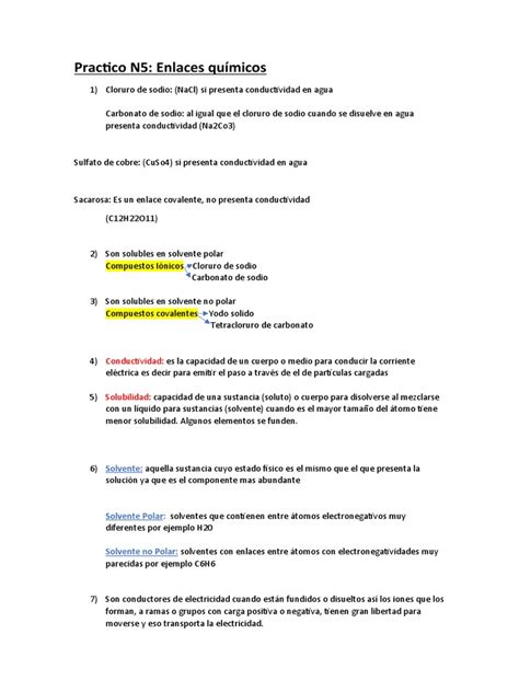 Practico N5 Enlaces Pdf Solubilidad Polaridad Química