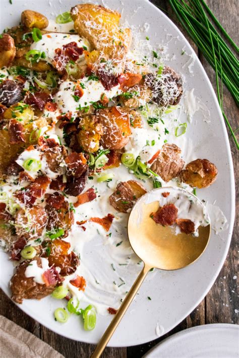 Loaded Smashed Potatoes With Bacon Parmesan The Original Dish