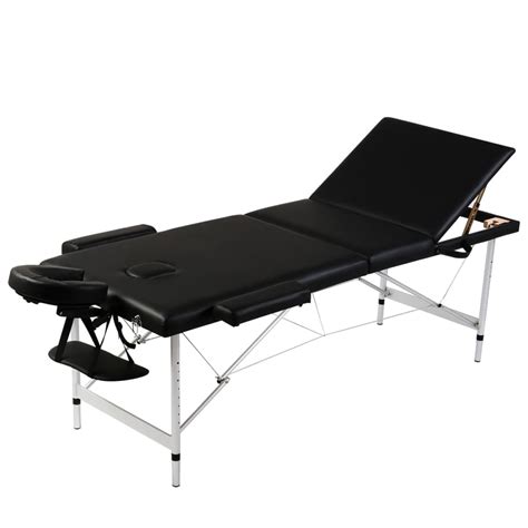 Liux Table De Massage Pliante 3 Zones Noir Cadre En Aluminium