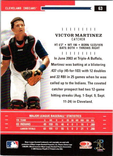 2004 Donruss Throwback Threads 63 Victor Martinez EBay