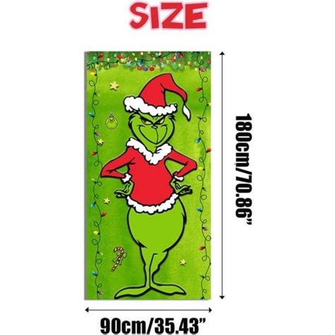 Holiday Grinch Christmas Door Cover Decorations Grinch Green Backdrop Merry Christmas Po