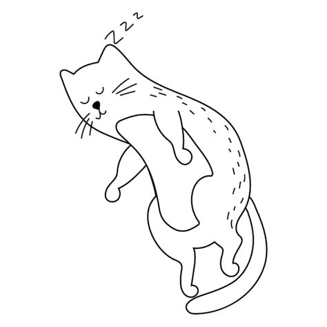 Premium Vector Vector Illustration Of Doodle Sleeping Cat