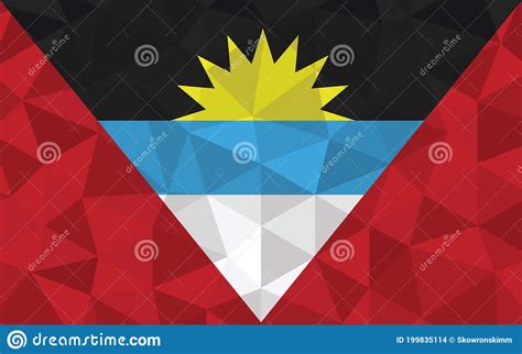 Low Poly Antigua And Barbuda Flag Vector Illustration Triangular