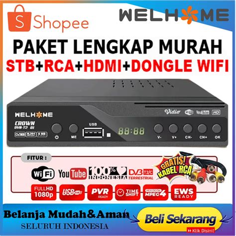 Jual Set Topbox Tv Digital Welhome Dvb T Ews Uhf Hd Set Topbox Tv