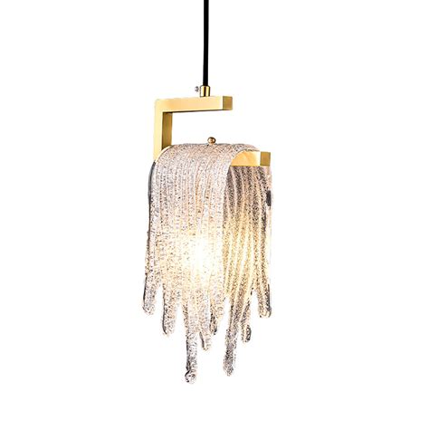 Modern Gold Pendant Light Light Glass Waterfall For Bedroom And