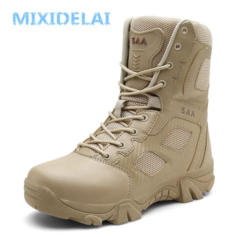 MIXIDELAI Size 39 47 Desert Tactical Mens Boots Wear Resisting Training