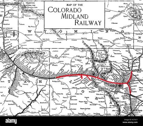 Colorado Midland Railway map Stock Photo - Alamy