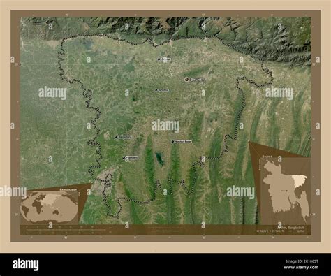 Sylhet Division Of Bangladesh Low Resolution Satellite Map Locations