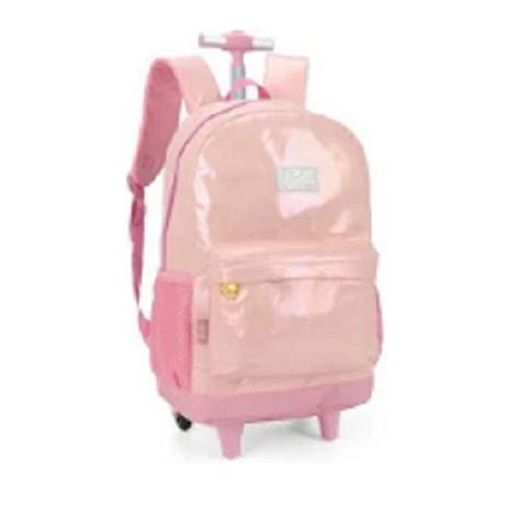 Mochila Rodinhas Luxcel Barbie Metalizada Rosa Mc Bbra