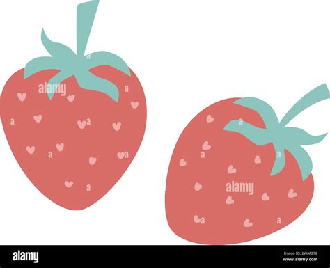 Ripe Strawberry Clip Art Garden Juicy Red Berries Hand Drawn Isolated