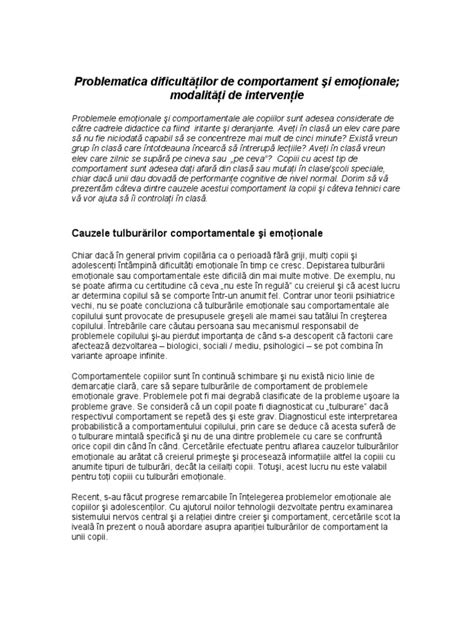 PDF Problematica Tulburarilor De Comportament DOKUMEN TIPS