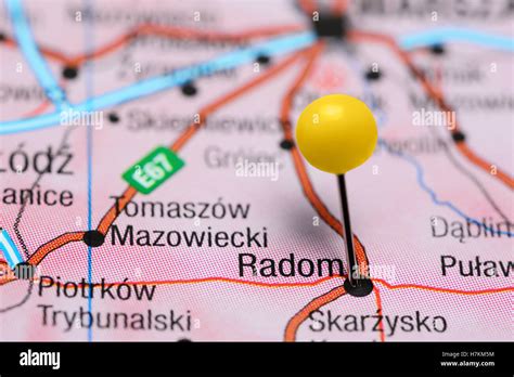 Radom pinned on a map of Poland Stock Photo - Alamy